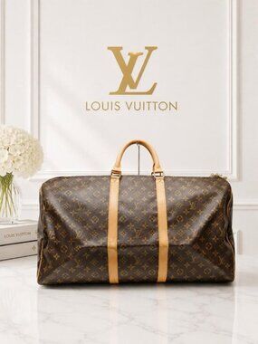 Authentic Louis Vuitton Keepall 55 Monogram Canvas Travel Duffle Bag Vintage